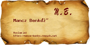 Mancz Benkő névjegykártya